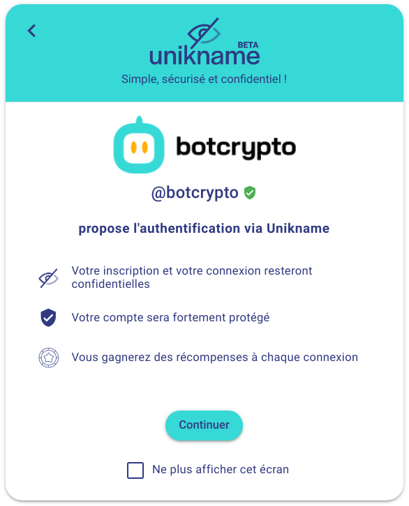 Présentation des avantages d'Unikname sur Botcrypto